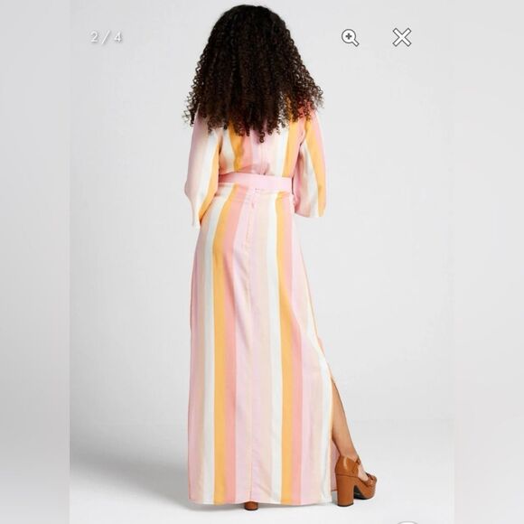 ModCloth Collectif Stripe Sorbet Soiree Maxi Dress Pink Multicolor Resortwear 6 - Picture 3 of 13